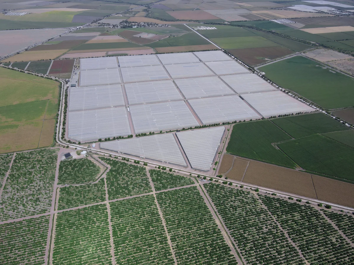 Vista aérea de la operación agrícola de BELHER